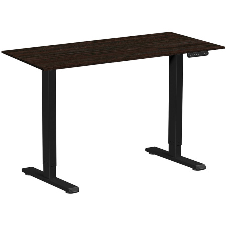 Стол с электроприводом WellDesk Prime, 1300x675х18 мм, черный, дуб термо черно-коричневый