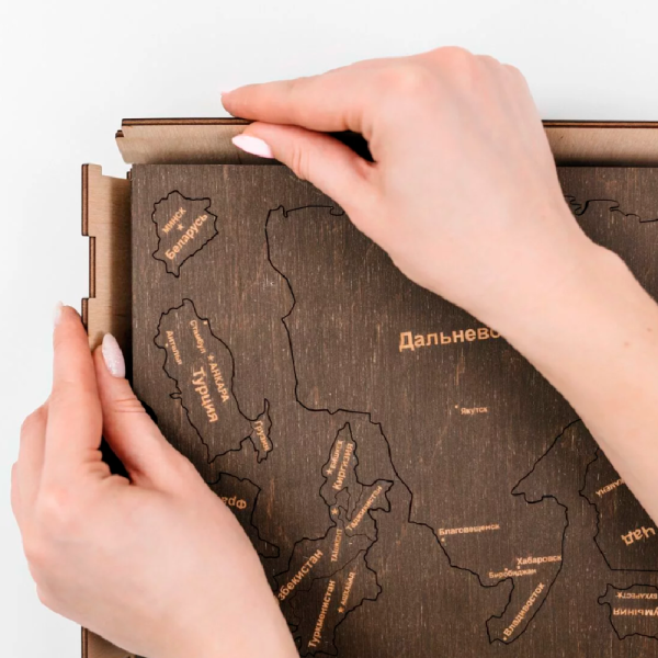 Декор на стену "Карта мира", многоуровневый, XXL 3150, венге, 100х181 см