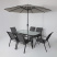Комплект мебели садовой AksHome SUNBEAM (стол 1 шт, 6 кресел, зонт 1 шт), серый, черный
