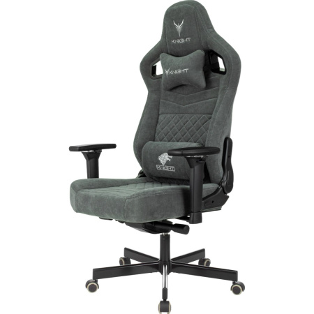 Кресло игровое Бюрократ Knight Hunter, искусственная замша, серый