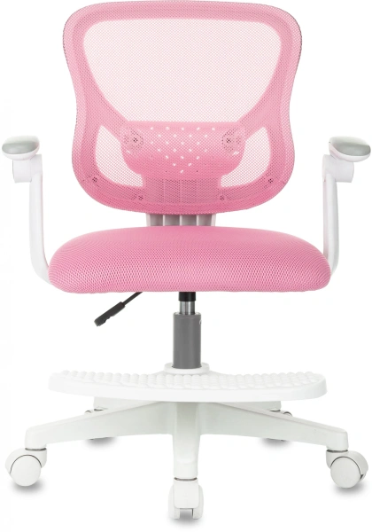 Кресло детское Бюрократ Burokids 3, сетка, ткань, пластик, корпус белый, подставка для ног, розовый