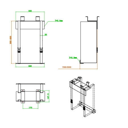Держатель для системного блока AK-MF10L-BK, черный
