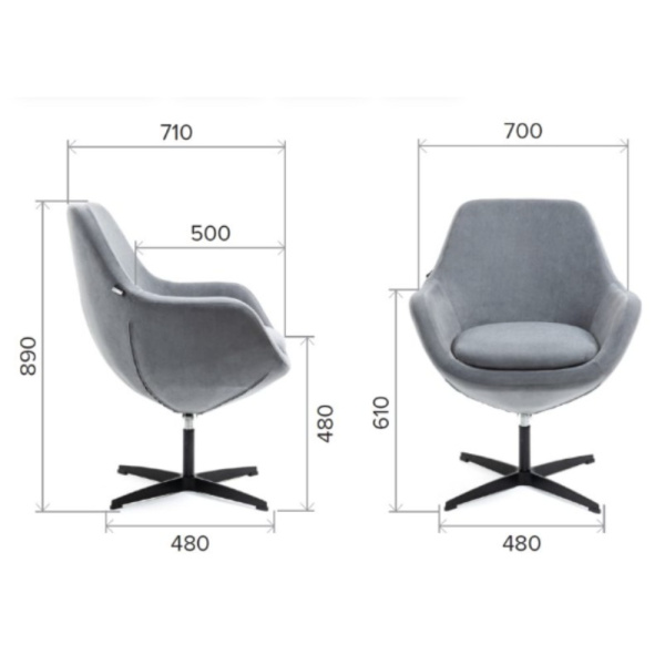 Кресло мягкое EVERPROF Rocky, ткань, серый, металл Кресло мягкое EVERPROF Rocky, ткань, серый, металл