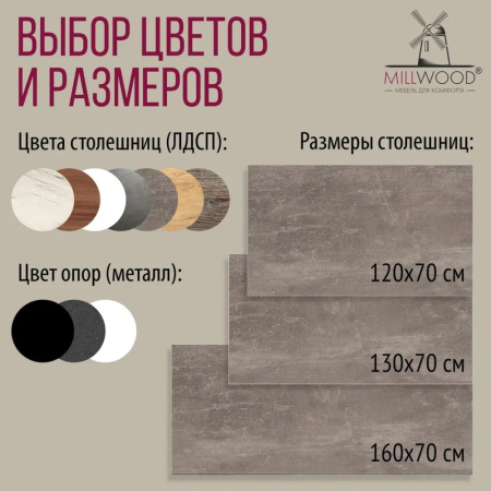 Стол письменный Millwood Лофт Сиэтл (ДТ-5), 1300х700 мм, бетон, черный Стол письменный Millwood Лофт Сиэтл (ДТ-5), 1300х700 мм, бетон, черный