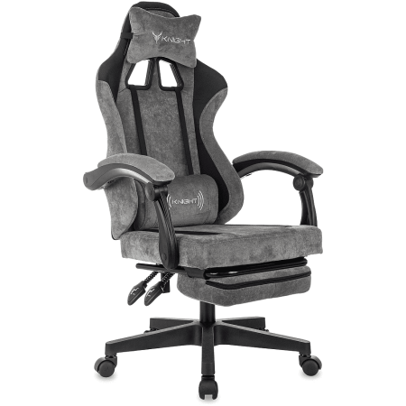 Кресло игровое Бюрократ Knight "Custom/F GR", ткань, пластик, серый, черный