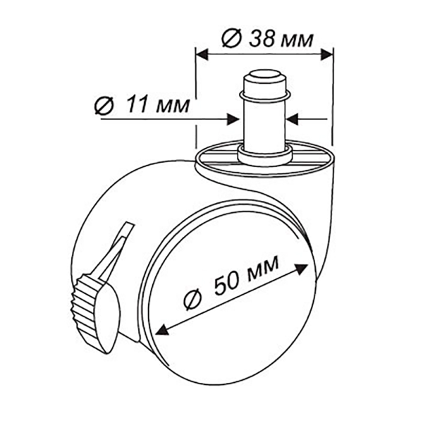 Набор колес Бюрократ BlockCastorSet3850, черный