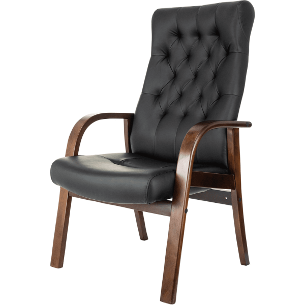 Кресло Бюрократ T-9928WALNUT-CF, натуральная кожа, черный, каркас дерево