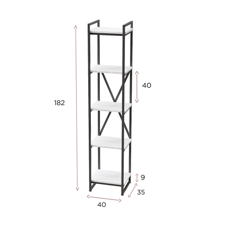 Стеллаж Loft CH-2, черный, белый крафт