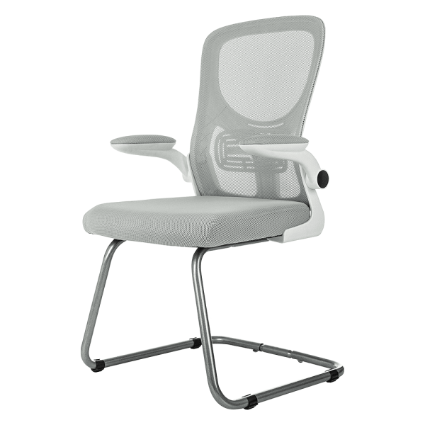 Кресло на полозьях Бюрократ "MC-W109", сетка, ткань, металл, светло-серый
