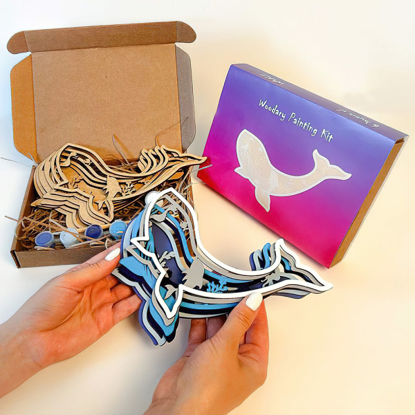 Деревянный набор для раскрашивания "Кит 3208" 3D, разноцветный