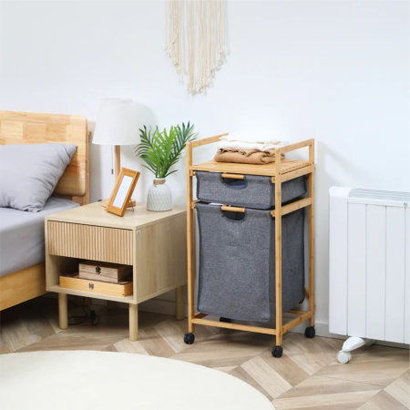 Стойка для белья LAVENDER бамбук + серый