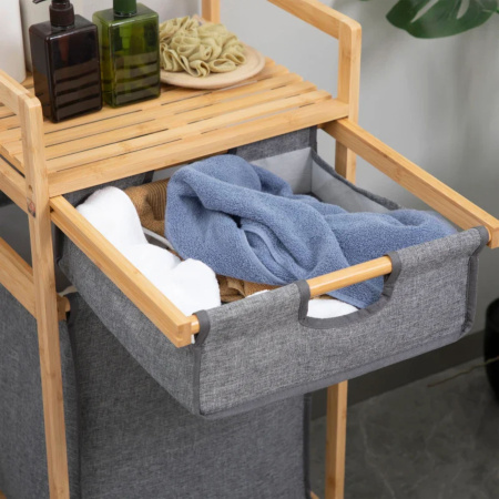 Стойка для белья LAVENDER бамбук + серый