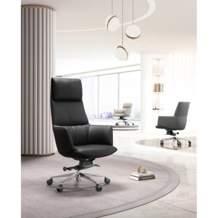 Кресло компьютерное SitZone CH-500B, кожа, алюминий, белый