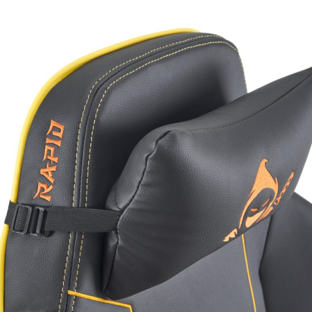 Кресло игровое EVERPROF Rapid, экокожа, черный, желтый, крестов. металл