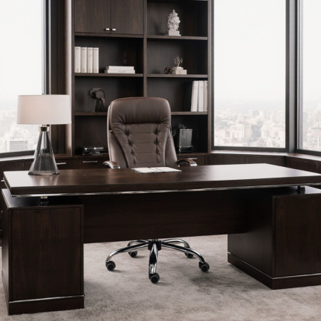 Кресло компьютерное AksHome Richard new, экокожа, металл, коричневый