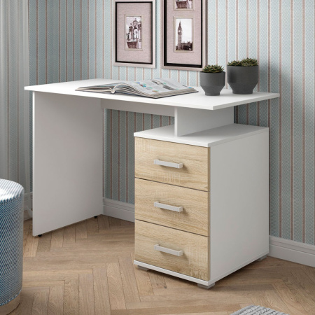 Стол письменный Фабрика Славянская Столица коллекция Осло, белый, дуб сонома