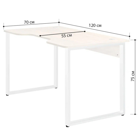 Стол компьютерный игровой Millwood Лофт Гонконг (ДТ-3), 1200x700 мм, дуб белый крафт, белый