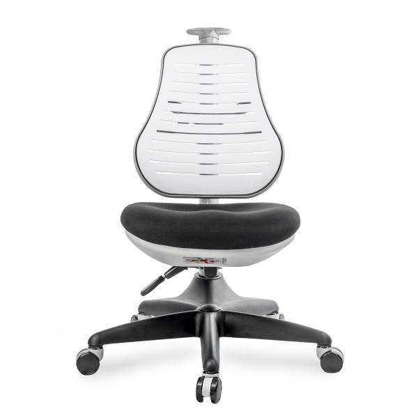Кресло детское Comf-Pro С3 317 Chair, пластик, ткань, белый, черный, пластик, корпус черный, серый, с чехлом салатовым
