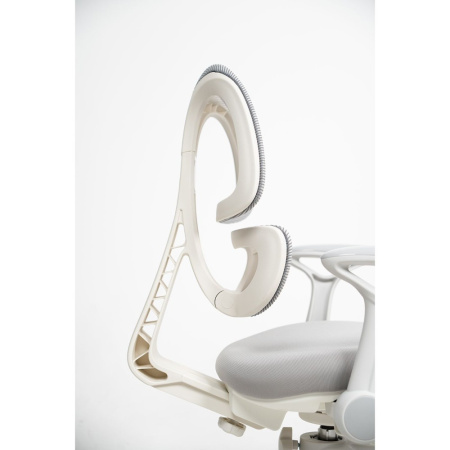 Кресло детское Ergosmart Antey, ткань, пластик, корпус белый, подставка для ног, с чехлом розовым, серый