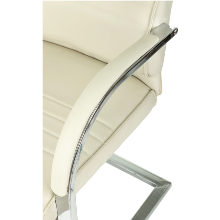 Кресло на полозьях "Бюрократ T-8010-LOW-V", экокожа, слоновая кость, металл хром