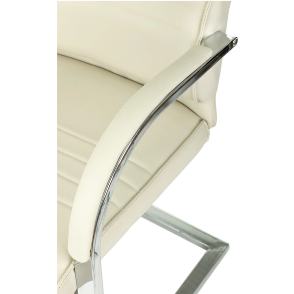 Кресло на полозьях "Бюрократ T-8010-LOW-V", экокожа, слоновая кость, металл хром