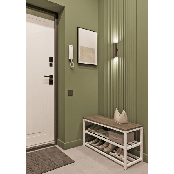 Обувница ALLERD 2 RION, белый муар, 830х320х450, Бетон