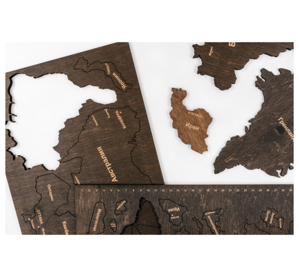 Декор на стену "Карта мира" многоуровневый, L 3148, венге, 60х105 см
