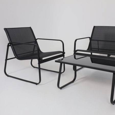 Комплект мебели садовой AksHome VERANDA (кресло 2шт, диван 1шт, стол 1шт), черный