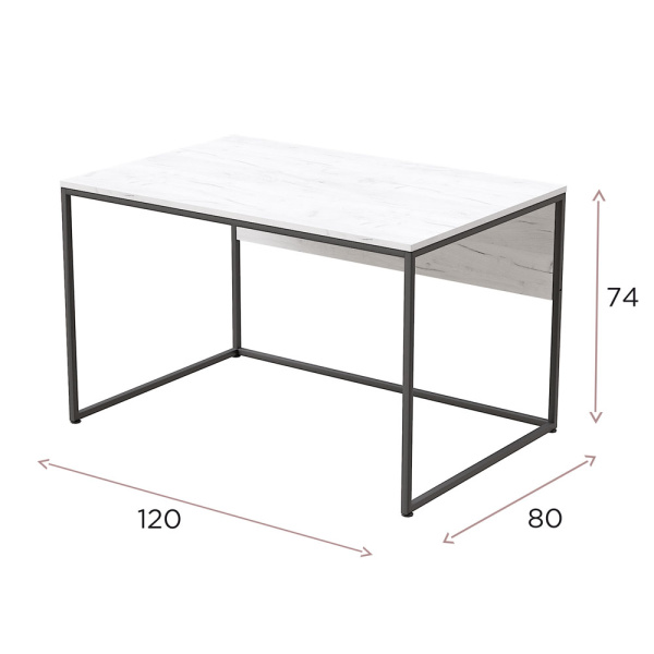 Стол письменный Бейрут ДТ-2, дуб белый крафт, черный