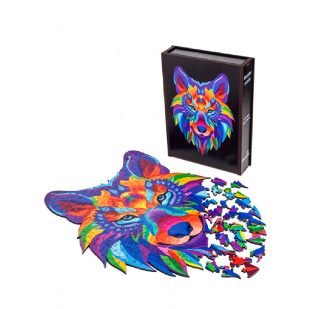 Пазл деревянный "Волк", разноцветный