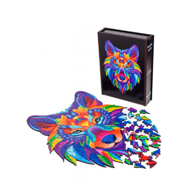 Пазл деревянный "Волк", разноцветный