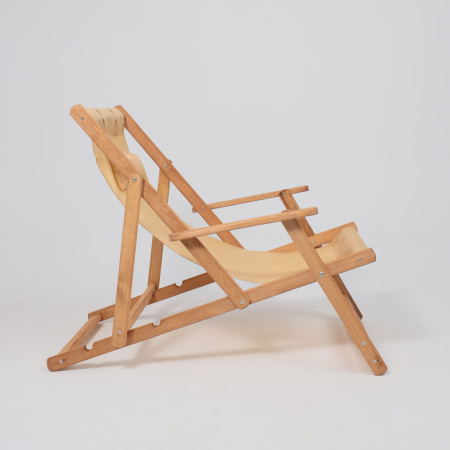 Кресло-шезлонг DYATEL с подлокотниками, ткань, бежевый, массив сосны