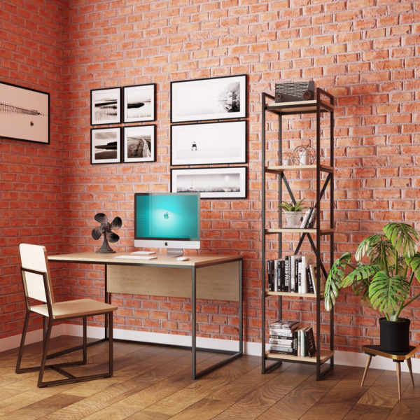 Стеллаж Loft CH-2, черный, табачный крафт