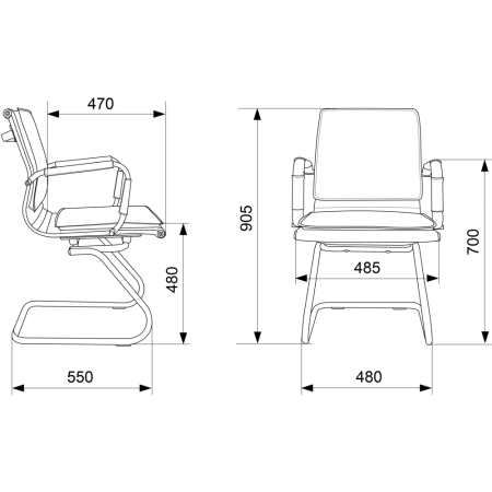 Кресло на полозьях "Бюрократ Ch-993-Low-V", экокожа, синий, металл хром
