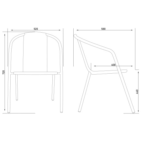 Кресло садовое AksHome RVERONA, PP, черный, сталь-черная