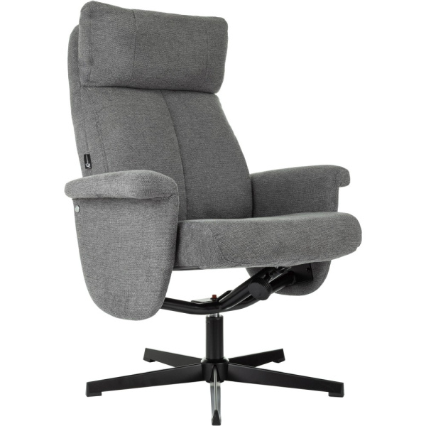 Кресло мягкое Бюрократ Baron, ткань, серый, металл, с пуфом Кресло мягкое Бюрократ Baron, ткань, серый, металл, с пуфом