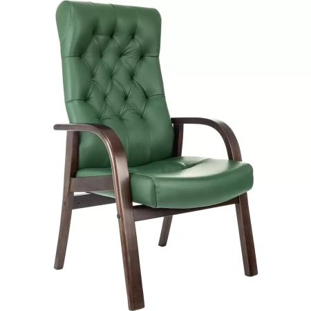 Кресло Бюрократ T-9928WALNUT-CF, натуральная кожа, зеленый, каркас дерево