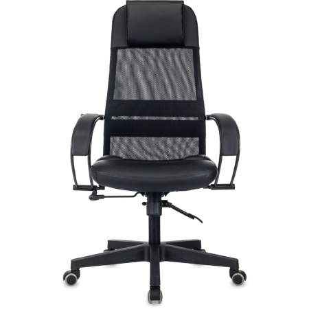 Компьютерное кресло "Бюрократ CH-NOVA LUX", сетка, экокожа, пластик, черный