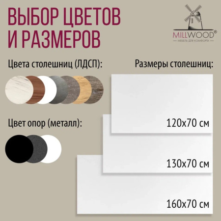 Стол письменный Millwood Лофт Сиэтл (ДТ-5), 1300х700 мм, белый, черный Стол письменный Millwood Лофт Сиэтл (ДТ-5), 1300х700 мм, белый, черный