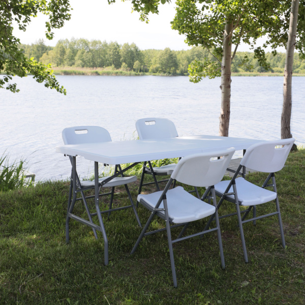 Стол складной 1520х760х740 мм, пластик, белый Стол складной 1520х760х740 мм, пластик, белый