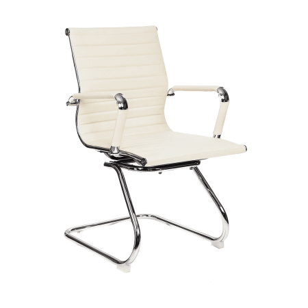 Кресло на полозьях "Бюрократ CH-883-LOW-V", экокожа, слоновая кость, металл хром
