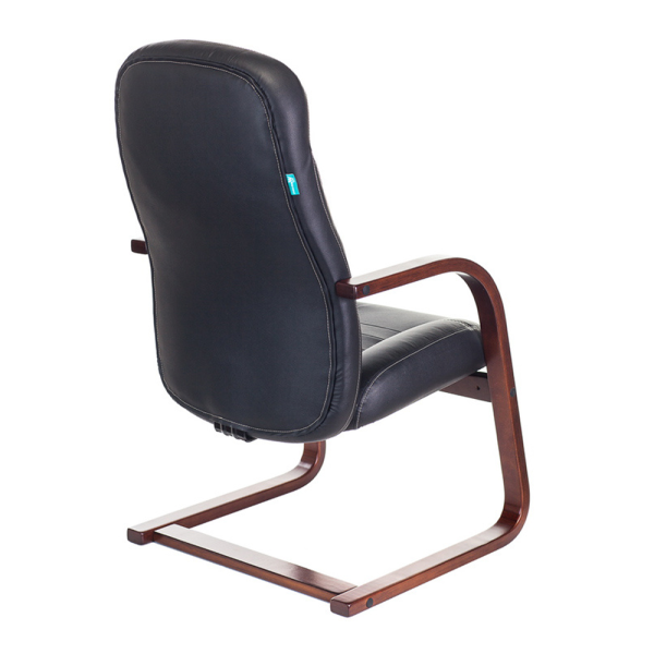 Кресло на полозьях Бюрократ "T-9923WALNUT-AV" натуральная кожа, дерево, черный