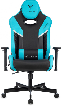 Кресло игровое Бюрократ Knight Thunder 5X, экокожа, черный, голубой Кресло игровое Бюрократ Knight Thunder 5X, экокожа, черный, голубой