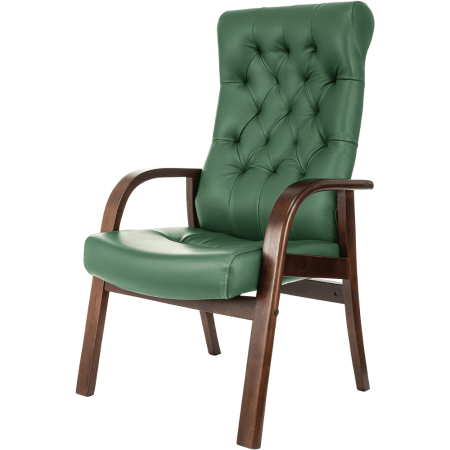 Кресло Бюрократ T-9928WALNUT-CF, натуральная кожа, зеленый, каркас дерево
