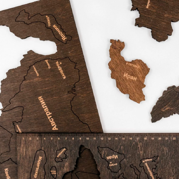 Декор на стену "Карта мира", многоуровневый, XXL 3150, венге, 100х181 см