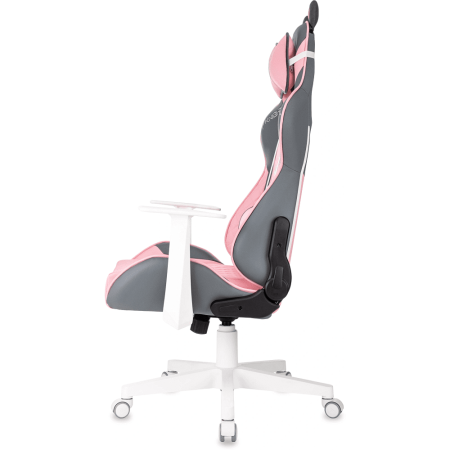 Кресло игровое Бюрократ Knight "Catzy", экокожа, пластик, серый, розовый