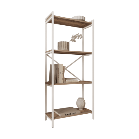 Стеллаж ALLERD RION, белый муар, 675х300х1500, Австралийское дерево