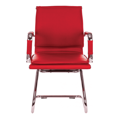 Кресло на полозьях "Бюрократ Ch-993-Low-V", экокожа, красный, металл хром