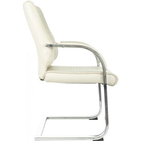 Кресло на полозьях "Бюрократ T-8010-LOW-V", экокожа, слоновая кость, металл хром