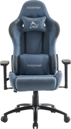 Кресло игровое EVERPROF Ghost ткань, синий, крестов. металл